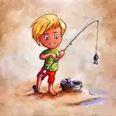 DE282 Wall décor art photographic oil on canvas pop art boy fishing